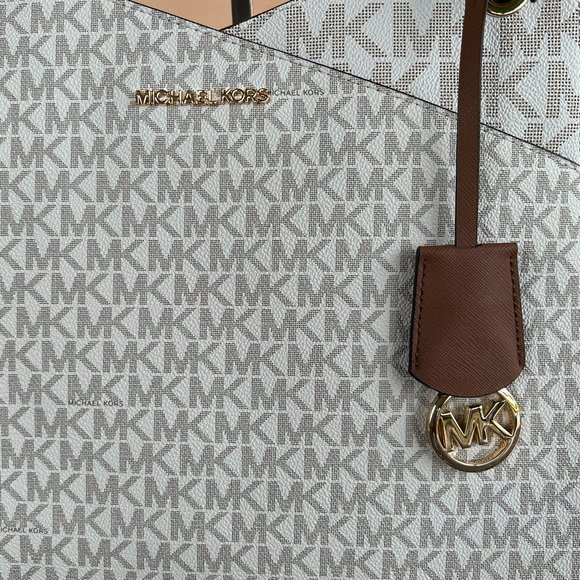 Michael Kors Jet Set Travel Large X Chained Tote Shoulder Bag MK Vanilla - Picture 4 of 9